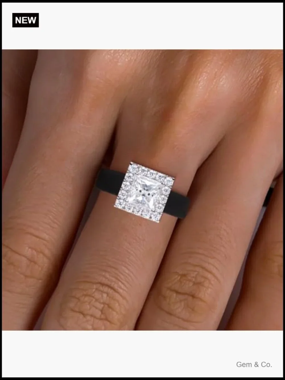 Moissanite Solitaire Ring 925 Sterling Silver Silicone Band